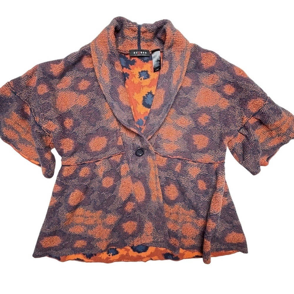 VTG Y2K Liz Claiborne Animal Print‎ Cardigan Bell Sleeve XL Boho Festival Chic